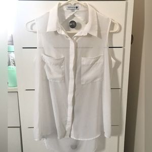 Cotton On Sleeveless button down blouse with cutout back and hi-low hem, size S